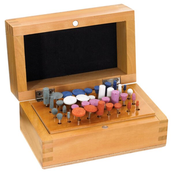 Abrasive Polishing Points in a Wooden Box (36)