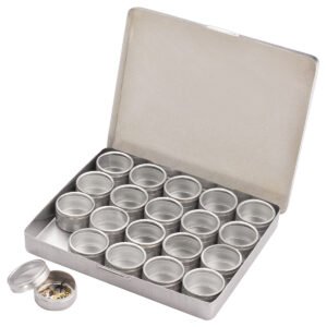 Boxes Aluminium Rectangular with Glass Top and Aluminium Tins