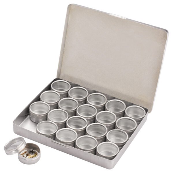 Boxes Aluminium Rectangular with Glass Top and Aluminium Tins