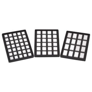 Leather Finish Gemstone Trays with Clear 35 Plastic Tubs